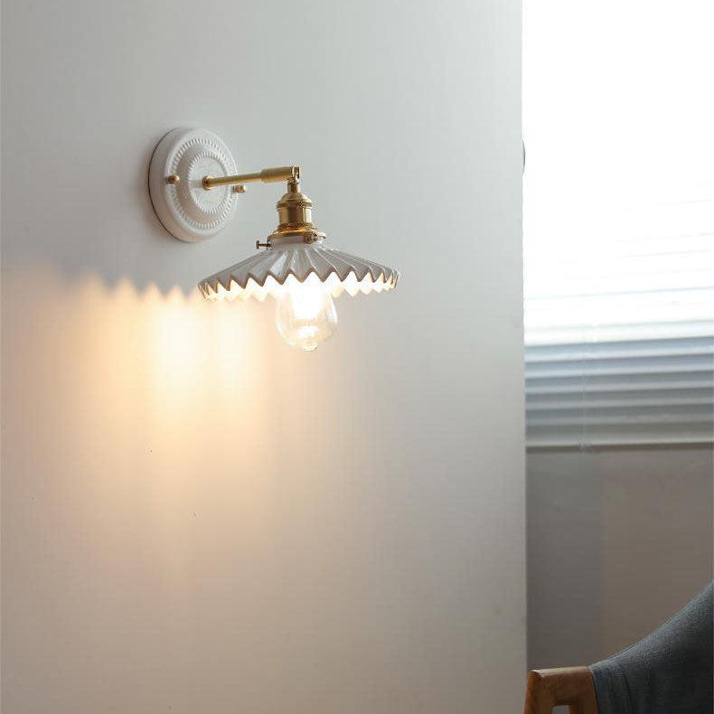 Elegant Ceramic Wall Sconce with Brass Accents | Soft Diffused Lighting for Cozy Spaces 10