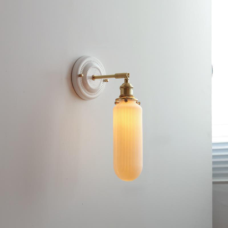 Elegant Ceramic Wall Sconce with Brass Accents | Soft Diffused Lighting for Cozy Spaces 12