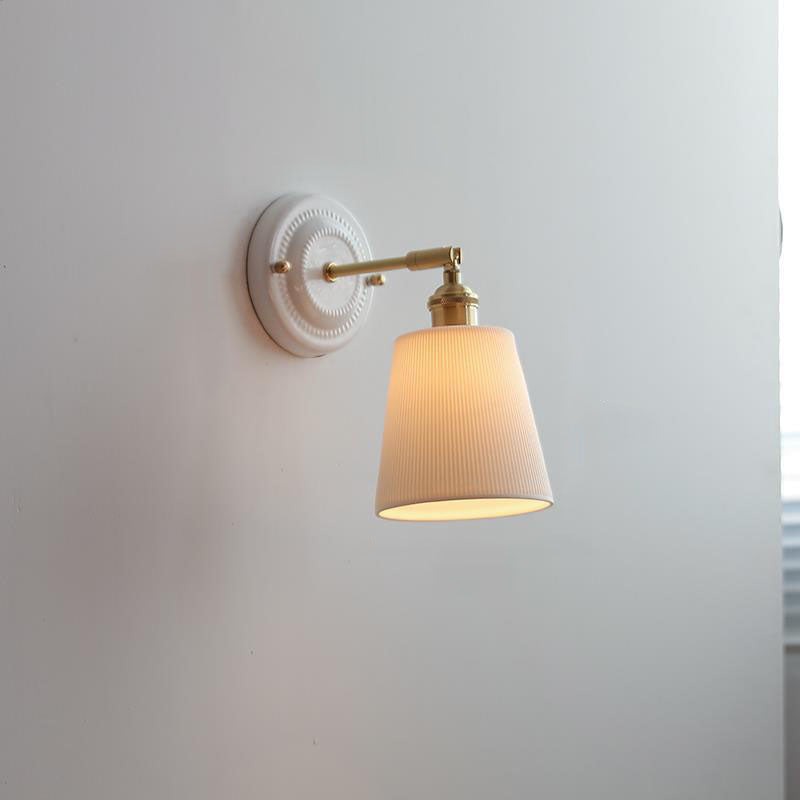 Elegant Ceramic Wall Sconce with Brass Accents | Soft Diffused Lighting for Cozy Spaces 13