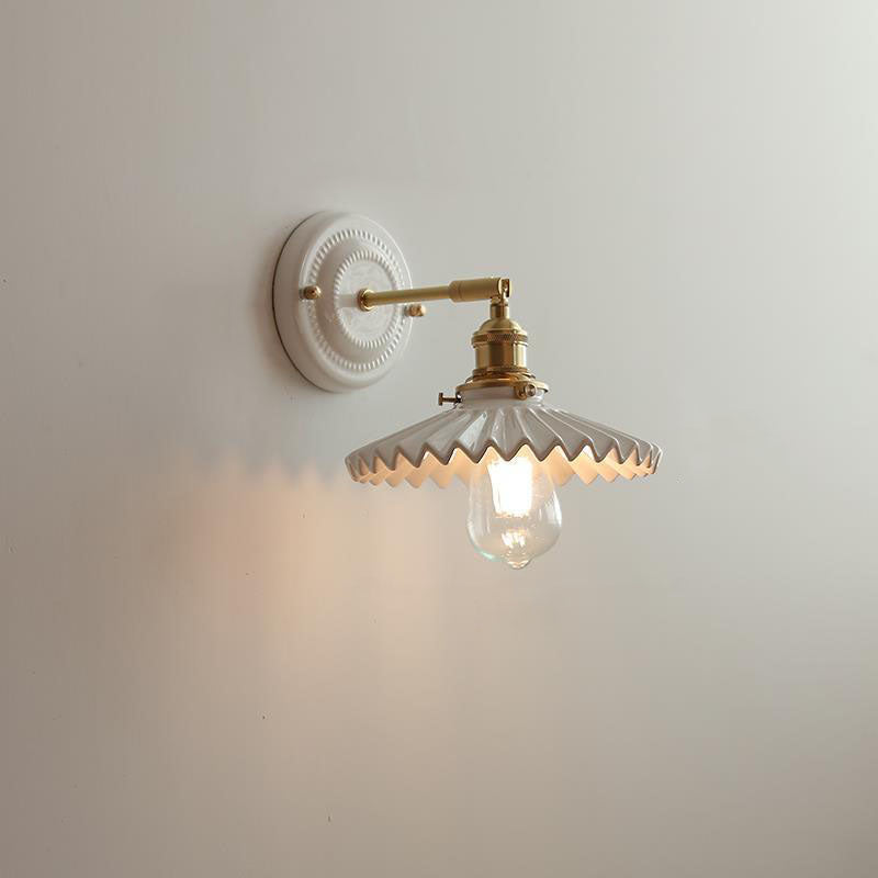 Elegant Ceramic Wall Sconce with Brass Accents | Soft Diffused Lighting for Cozy Spaces 15