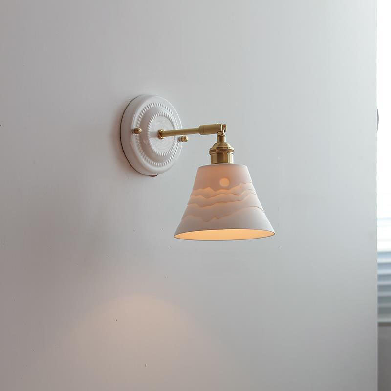 Elegant Ceramic Wall Sconce with Brass Accents | Soft Diffused Lighting for Cozy Spaces 17