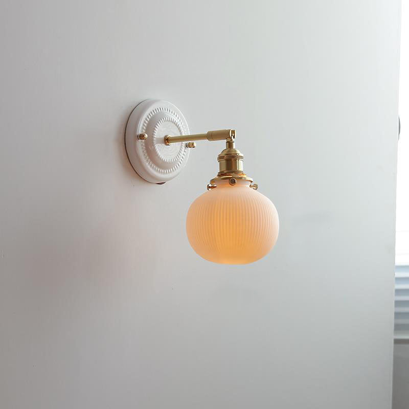 Elegant Ceramic Wall Sconce with Brass Accents | Soft Diffused Lighting for Cozy Spaces 18