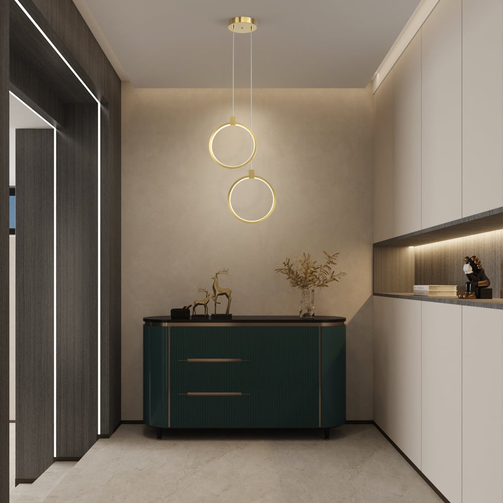 Elegant Circle Pendant Light | 2-Light Brass Ceiling Fixture with Adjustable Height | Modern Kitchen Pendant Lighting for Inviting Ambiance 1