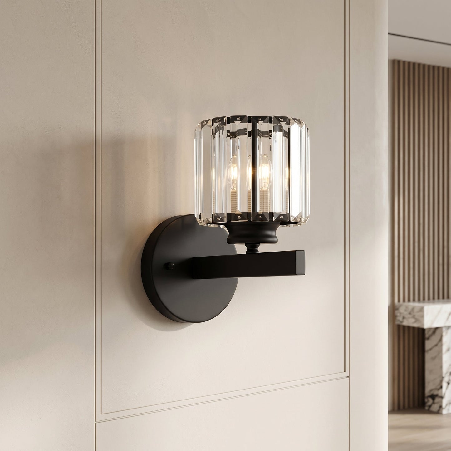 Elegant Crystal Wall Light | Customizable Sconce Light with Round or Square Shape | Modern Decor for Any Room 0