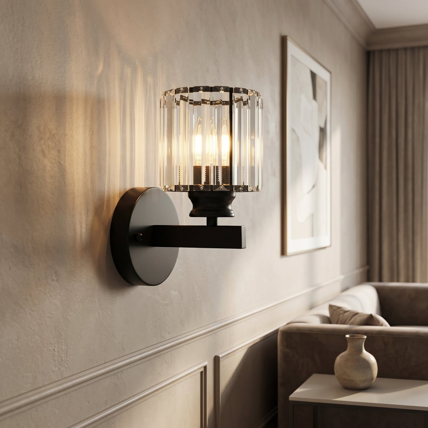 Elegant Crystal Wall Light | Customizable Sconce Light with Round or Square Shape | Modern Decor for Any Room 1