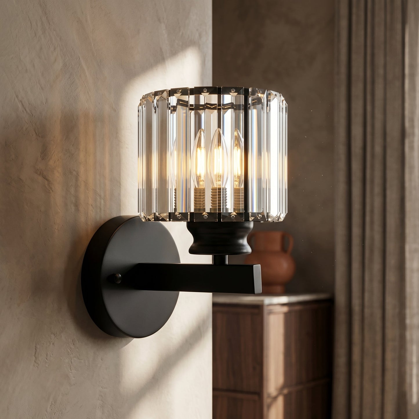 Elegant Crystal Wall Light | Customizable Sconce Light with Round or Square Shape | Modern Decor for Any Room 2
