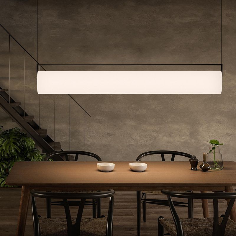 Elegant Cylindrical Black Pendant Light with Adjustable Height | Modern Kitchen Pendant Lighting for Stylish Illumination 5