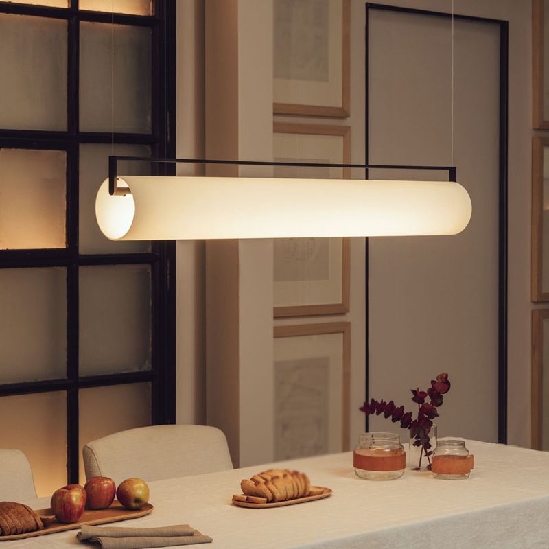Elegant Cylindrical Black Pendant Light with Adjustable Height | Modern Kitchen Pendant Lighting for Stylish Illumination 6