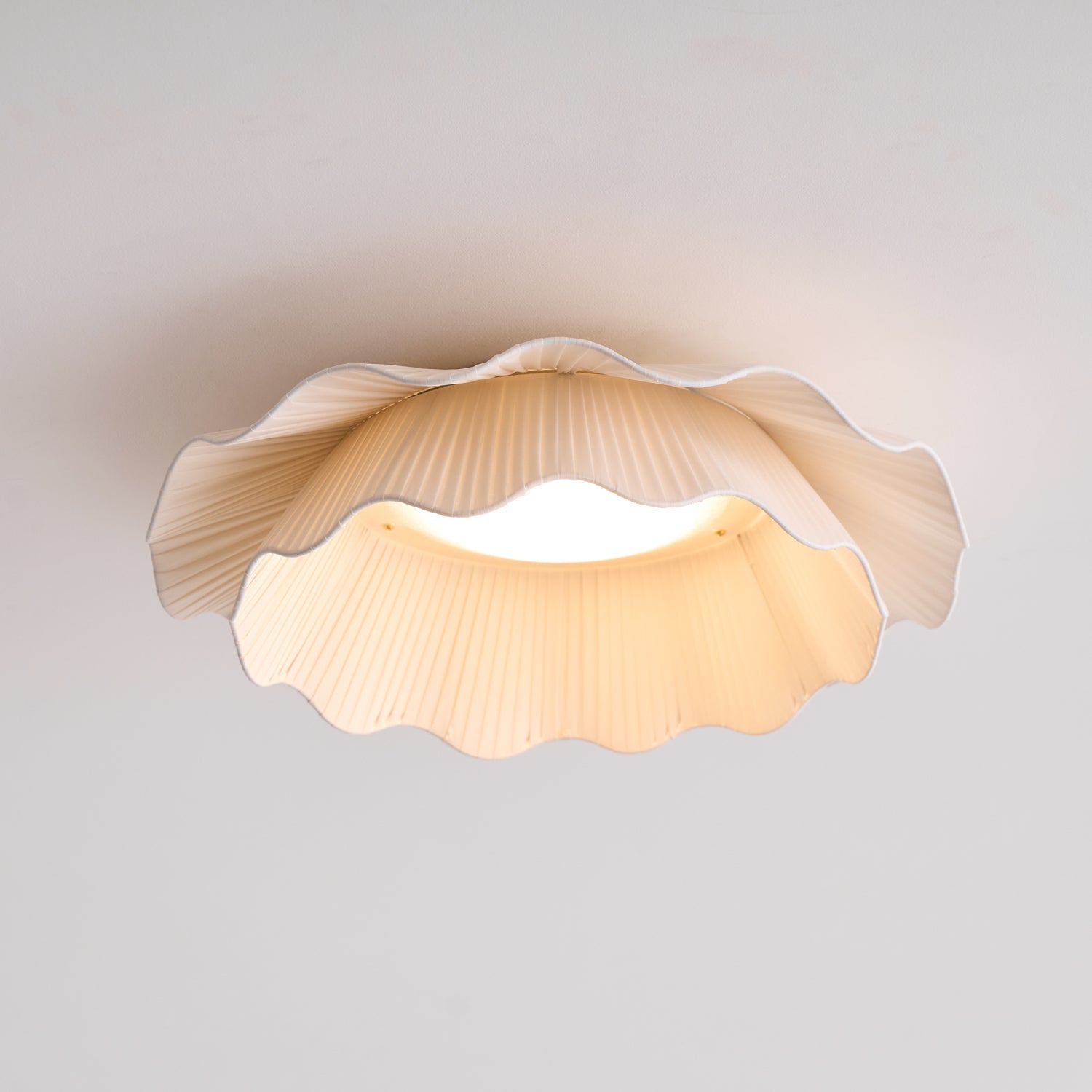 Elegant Fabric Wave Flush Mount Ceiling Light with Soft LED Illumination | Modern Fixture for Ambient Lighting 0