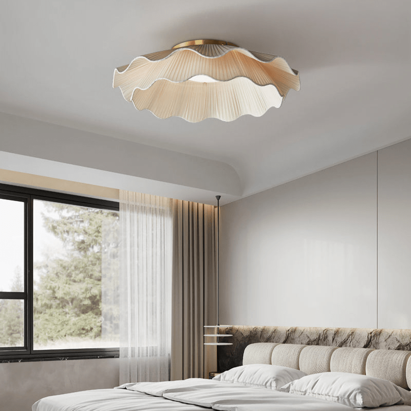 Elegant Fabric Wave Flush Mount Ceiling Light with Soft LED Illumination | Modern Fixture for Ambient Lighting 2