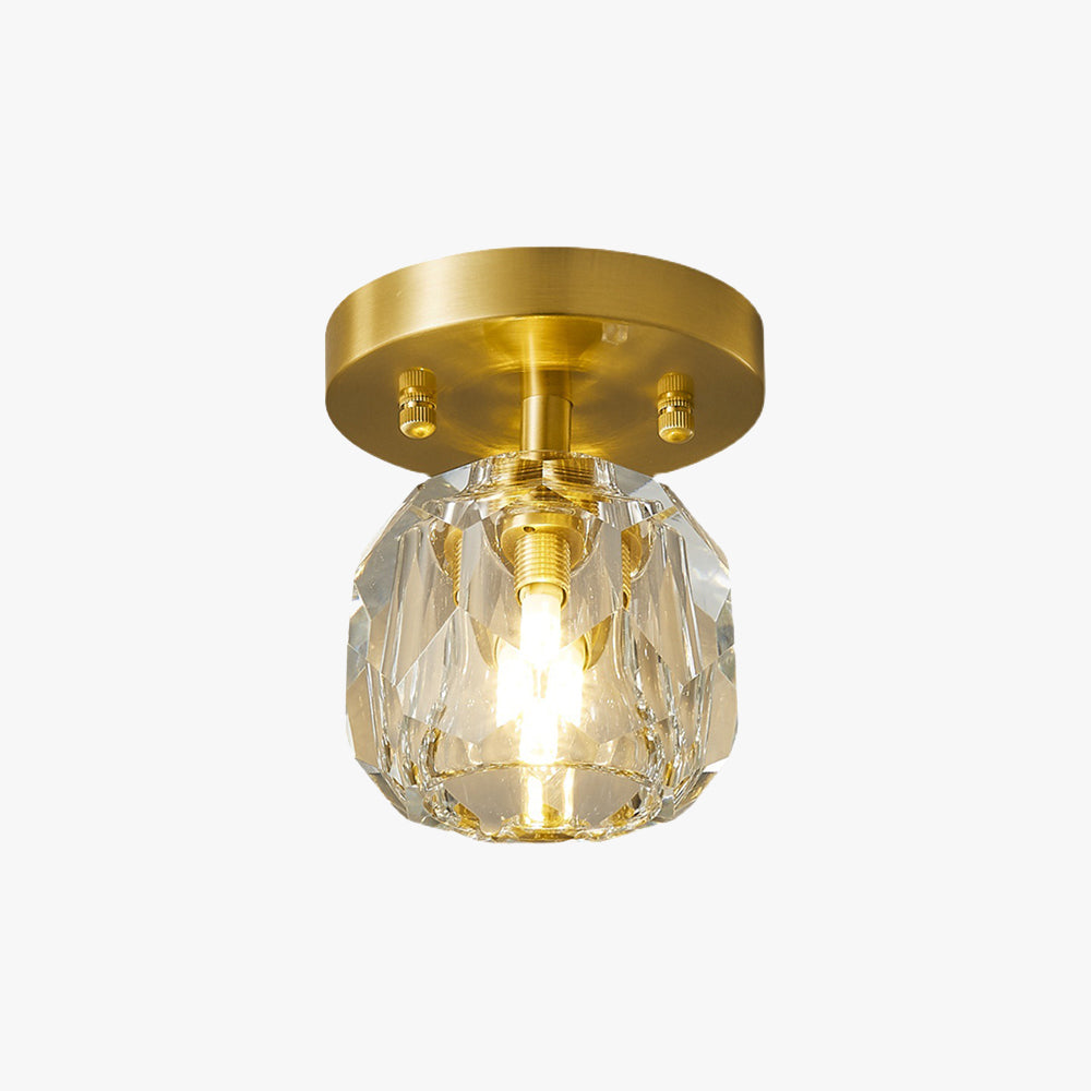 Kirsten Crystal Shade Flush Mount Ceiling Light, Copper Frame | S or L | LED G9 Bulb Included, 5W Max