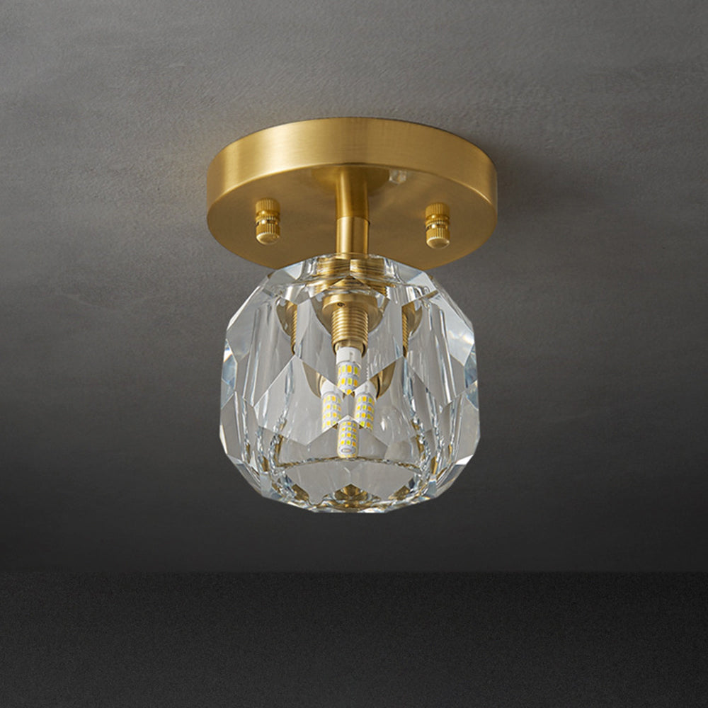 Kirsten Crystal Shade Flush Mount Ceiling Light, Copper Frame | S or L | LED G9 Bulb Included, 5W Max