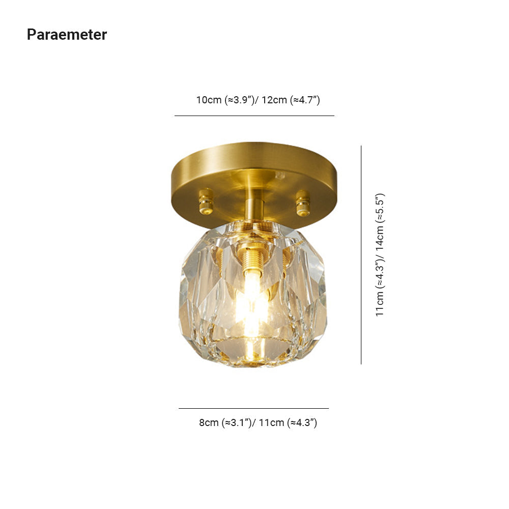 Kirsten Crystal Shade Flush Mount Ceiling Light, Copper Frame | S or L | LED G9 Bulb Included, 5W Max