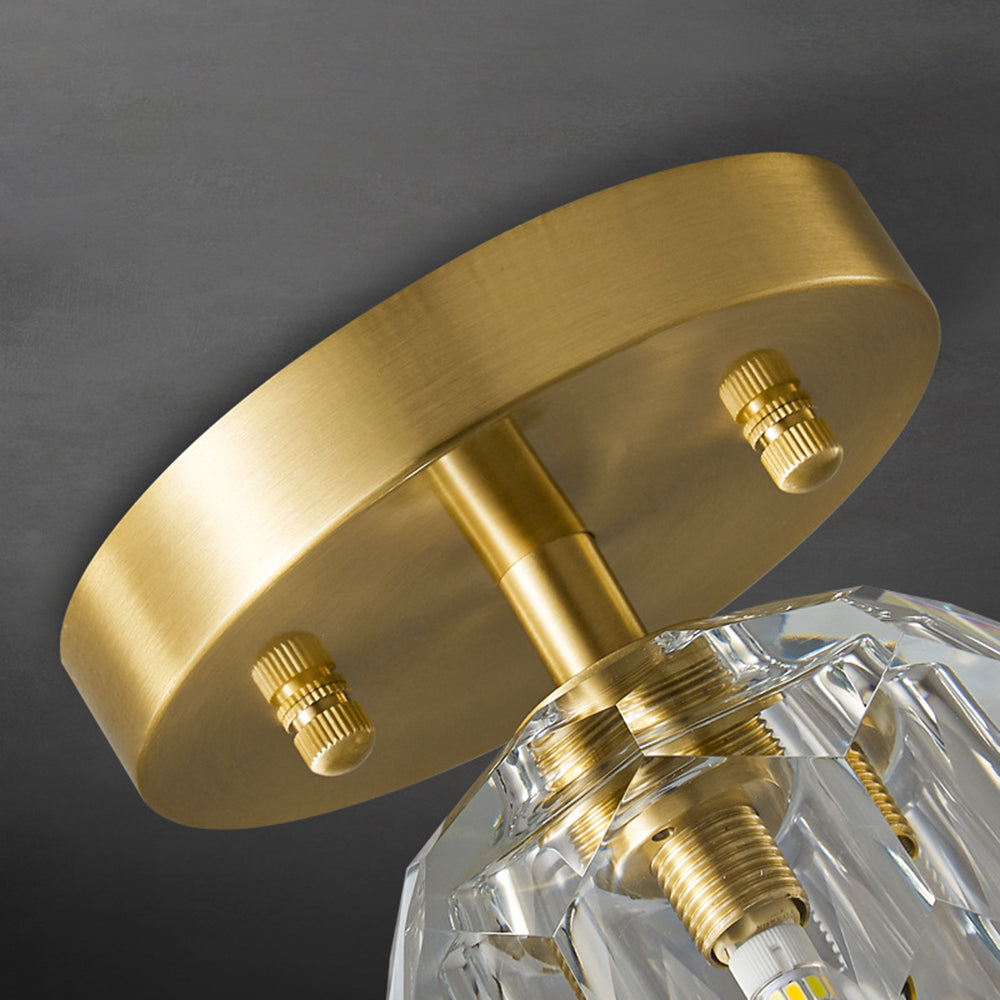 Kirsten Crystal Shade Flush Mount Ceiling Light, Copper Frame | S or L | LED G9 Bulb Included, 5W Max
