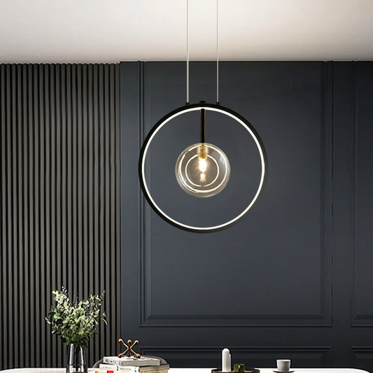 Elegant Glass Pendant Light | Adjustable Hanging Light with Minimalist Design for Modern Kitchen Island 0