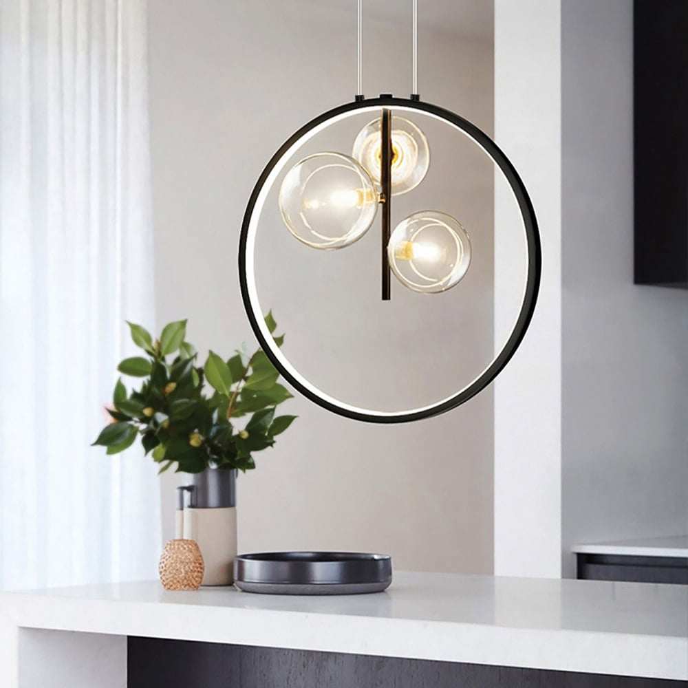 Elegant Glass Pendant Light | Adjustable Hanging Light with Minimalist Design for Modern Kitchen Island 3
