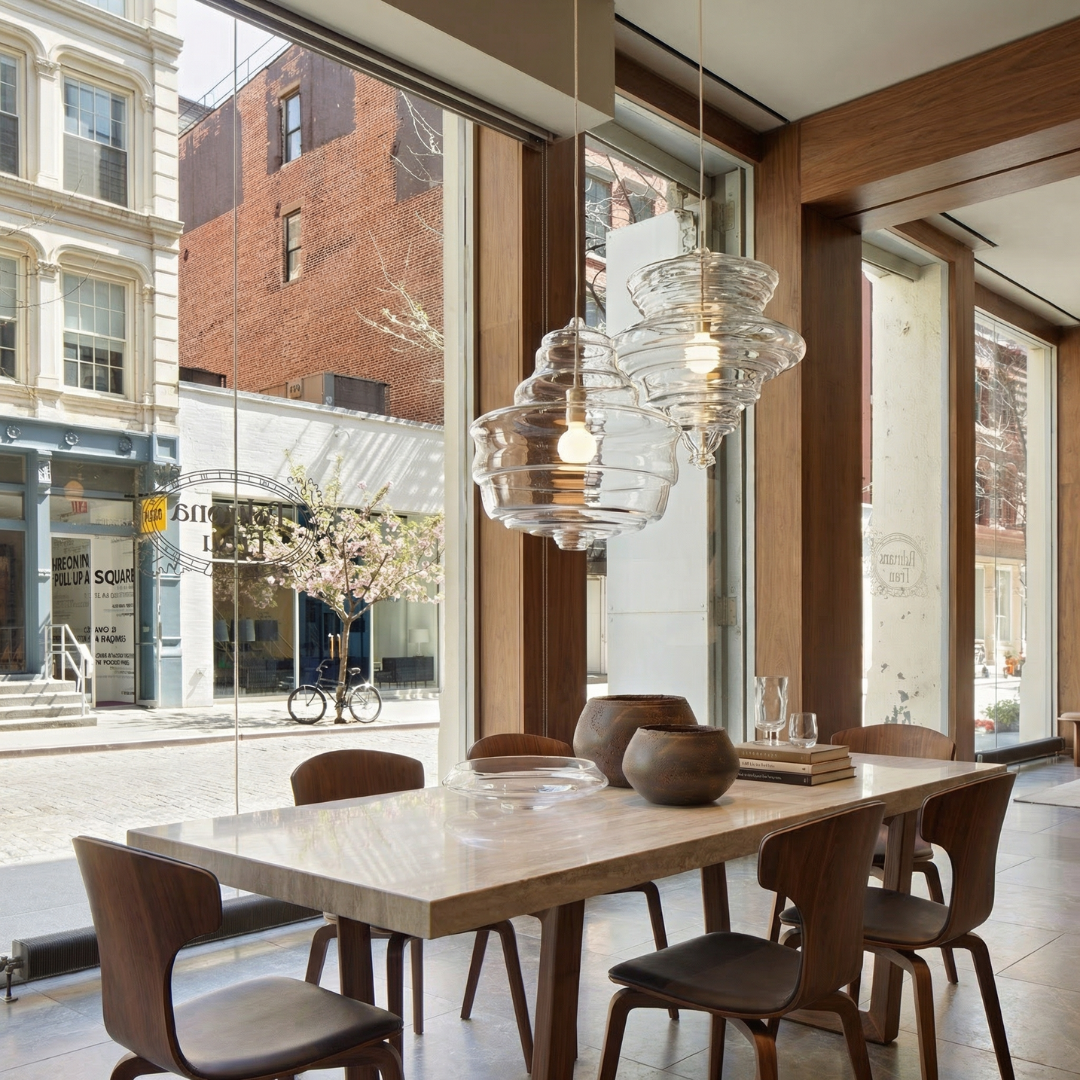 Elegant Glass Pendant Light | Sculptural Design with Adjustable Height | Modern Vintage Lighting for Sophisticated Interiors 2