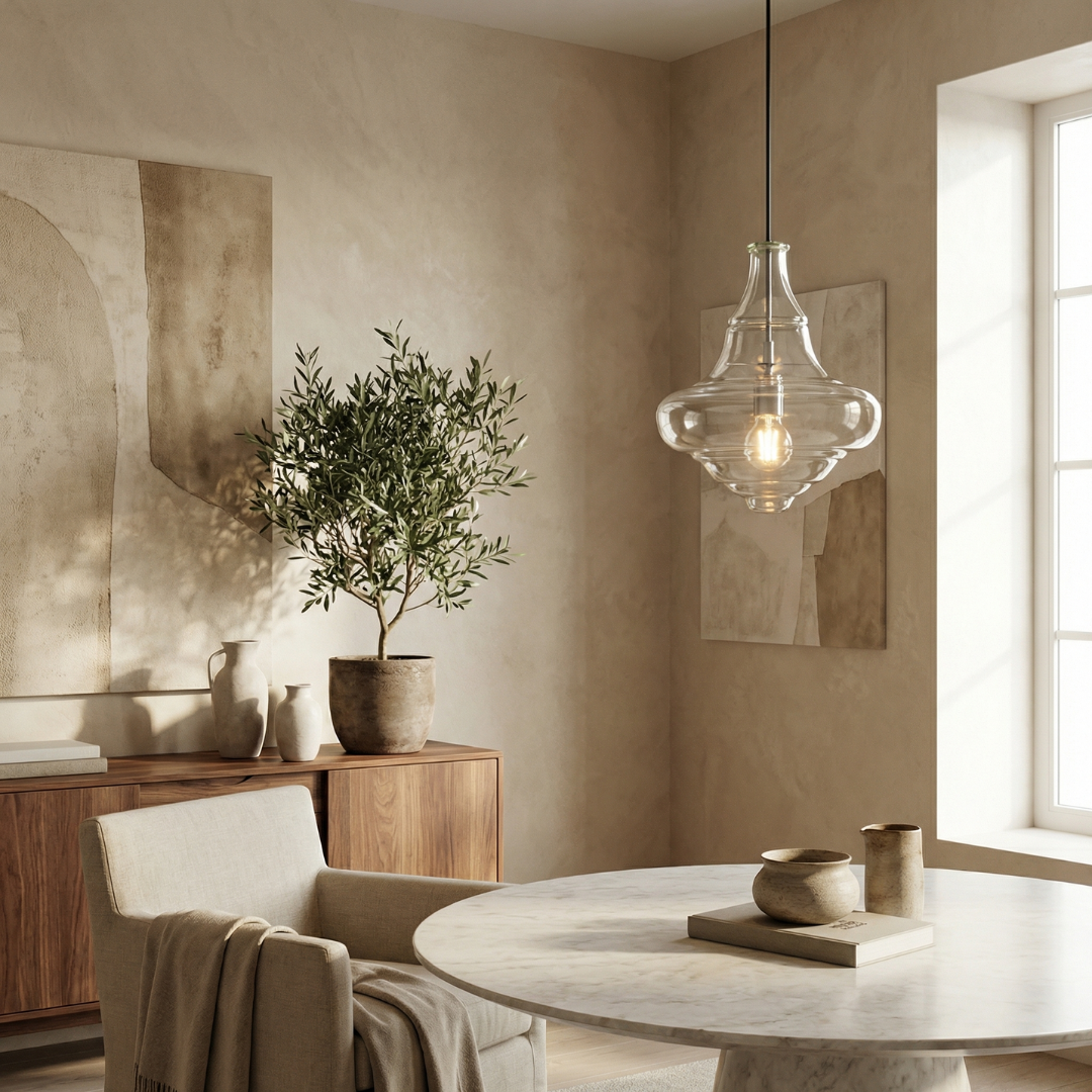 Elegant Glass Pendant Light | Sculptural Design with Adjustable Height | Modern Vintage Lighting for Sophisticated Interiors 3