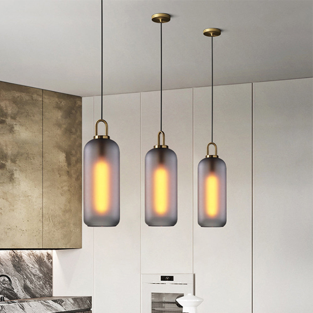 Valentina Glass Cylinder Pendant Light | Dia13-15cm | Smoke Grey or Clear