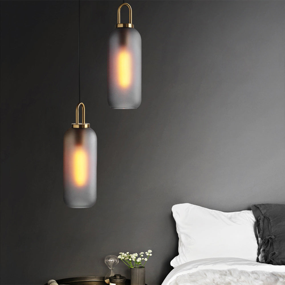 Valentina Glass Cylinder Pendant Light | Dia13-15cm | Smoke Grey or Clear