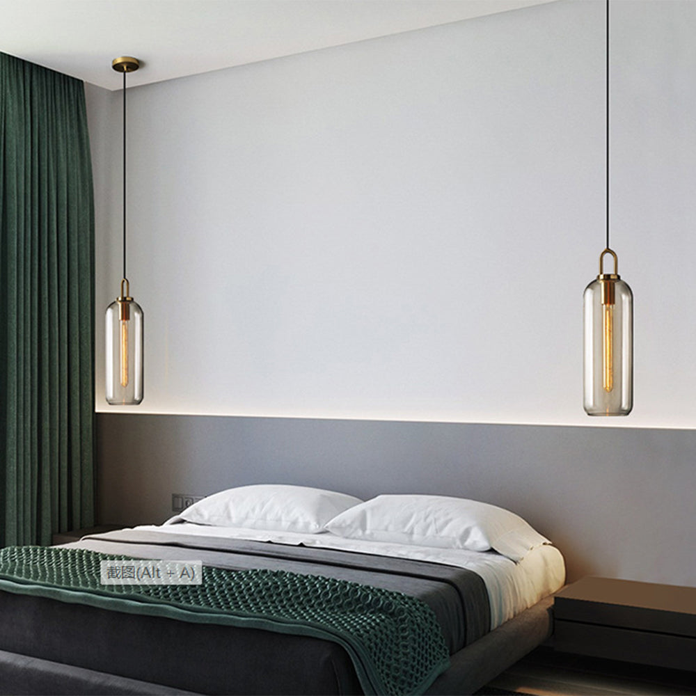 Valentina Glass Cylinder Pendant Light | Dia13-15cm | Smoke Grey or Clear