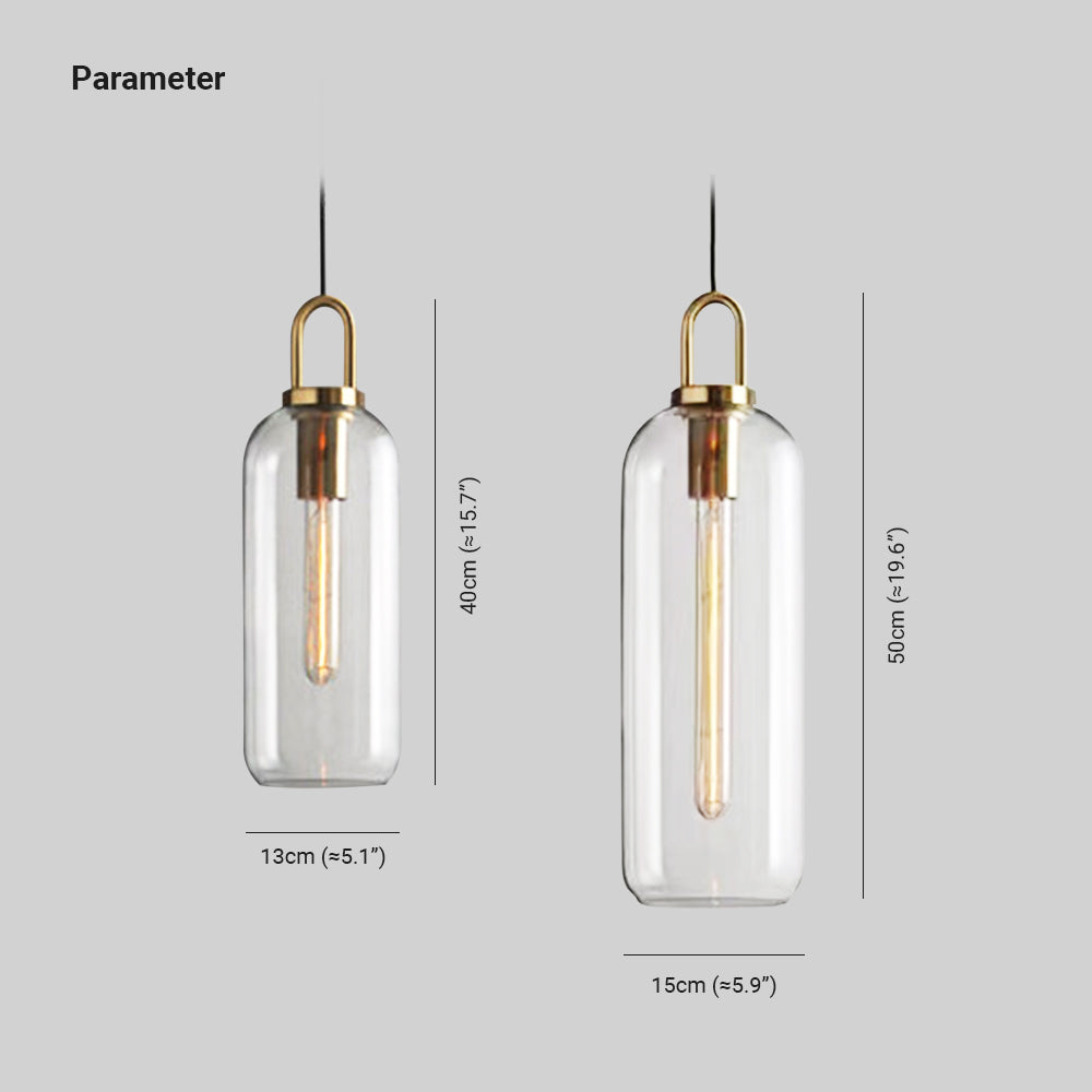 Valentina Glass Cylinder Pendant Light | Dia13-15cm | Smoke Grey or Clear
