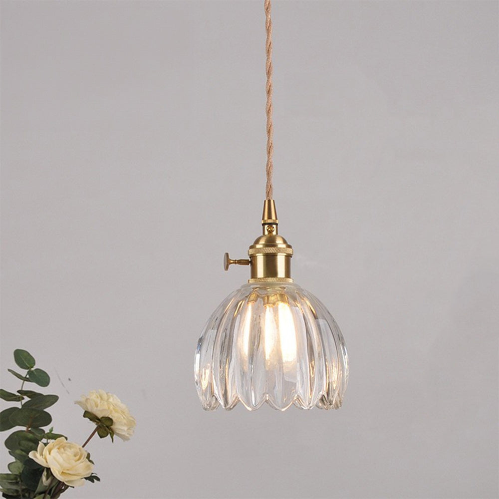 Elegant Glass Pendant Light | Vintage Flower Shade Design for Cozy Kitchen Pendant Lighting 12