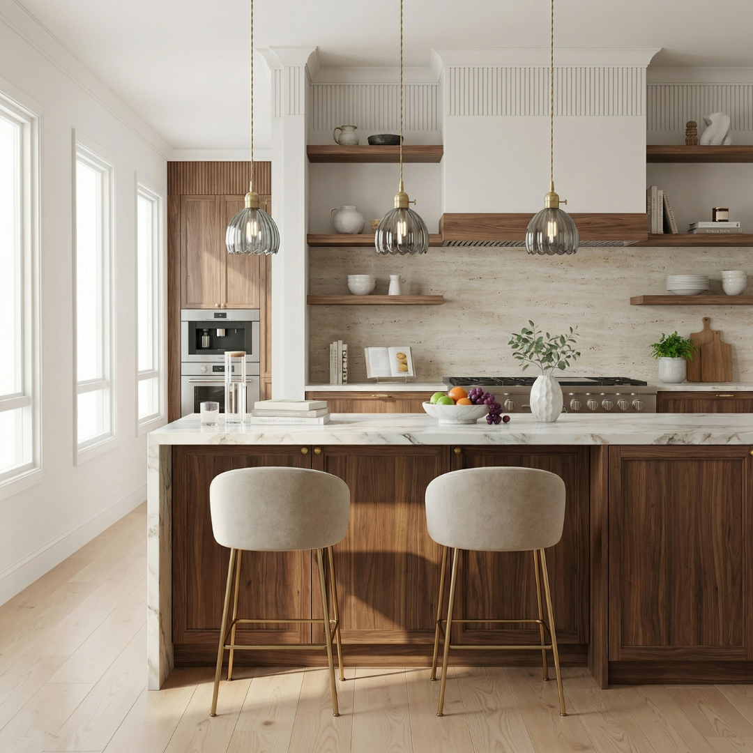 Elegant Glass Pendant Light | Vintage Flower Shade Design for Cozy Kitchen Pendant Lighting 4
