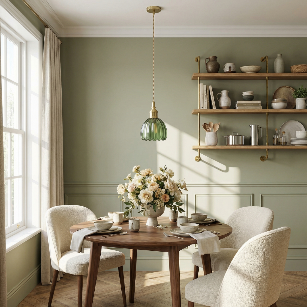 Elegant Glass Pendant Light | Vintage Flower Shade Design for Cozy Kitchen Pendant Lighting 5