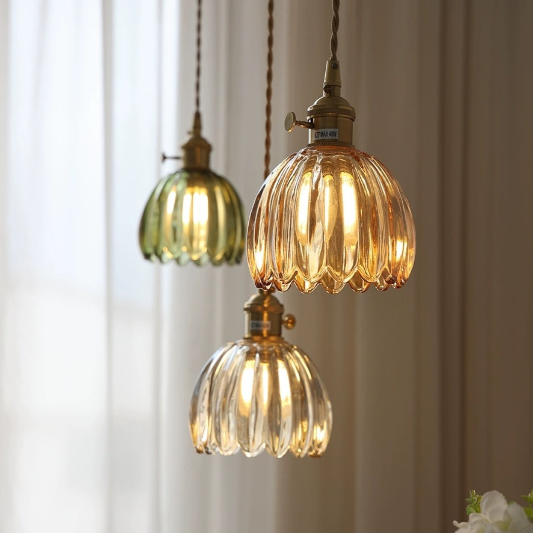 Elegant Glass Pendant Light | Vintage Flower Shade Design for Cozy Kitchen Pendant Lighting 8