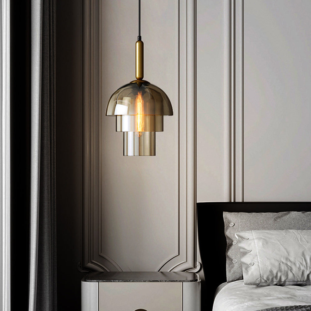 Elegant Glass Pendant Light with Adjustable Height & Cognac Finish | Stylish Kitchen Pendant Lighting for Warm Illumination 2