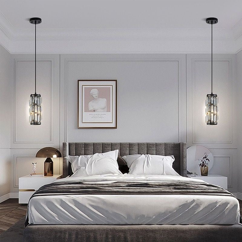 Elegant Glass Pendant Light with Adjustable Height & Crystal Shade for Modern Kitchens 0