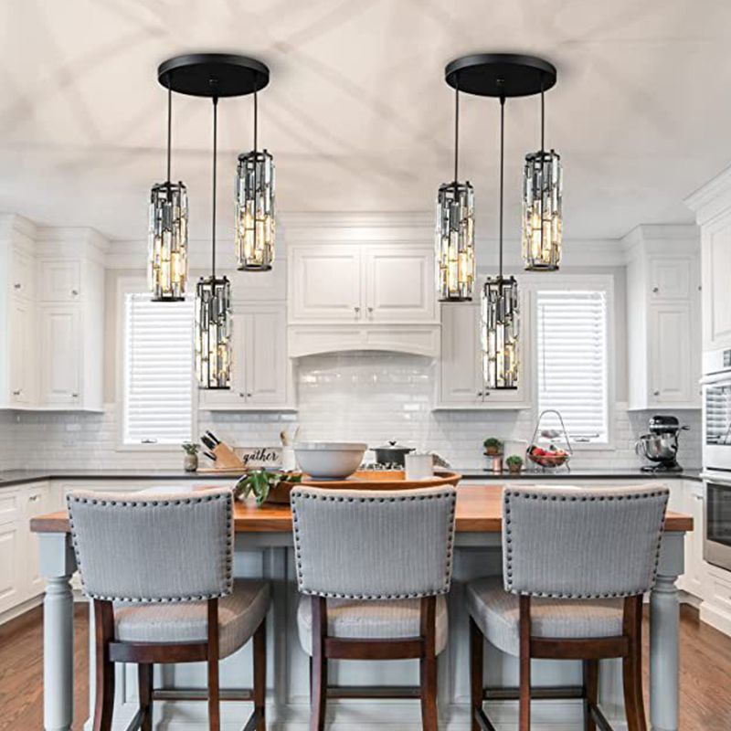 Elegant Glass Pendant Light with Adjustable Height & Crystal Shade for Modern Kitchens 2