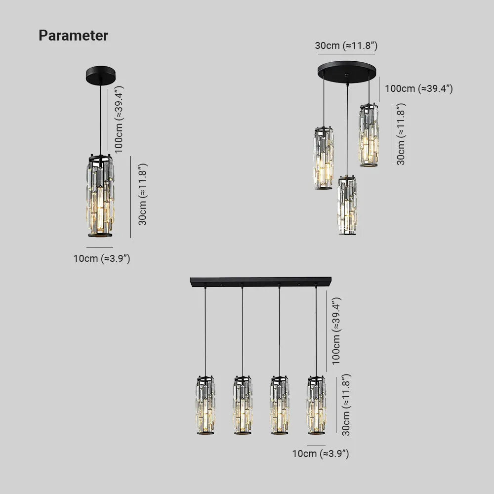 Elegant Glass Pendant Light with Adjustable Height & Crystal Shade for Modern Kitchens 3