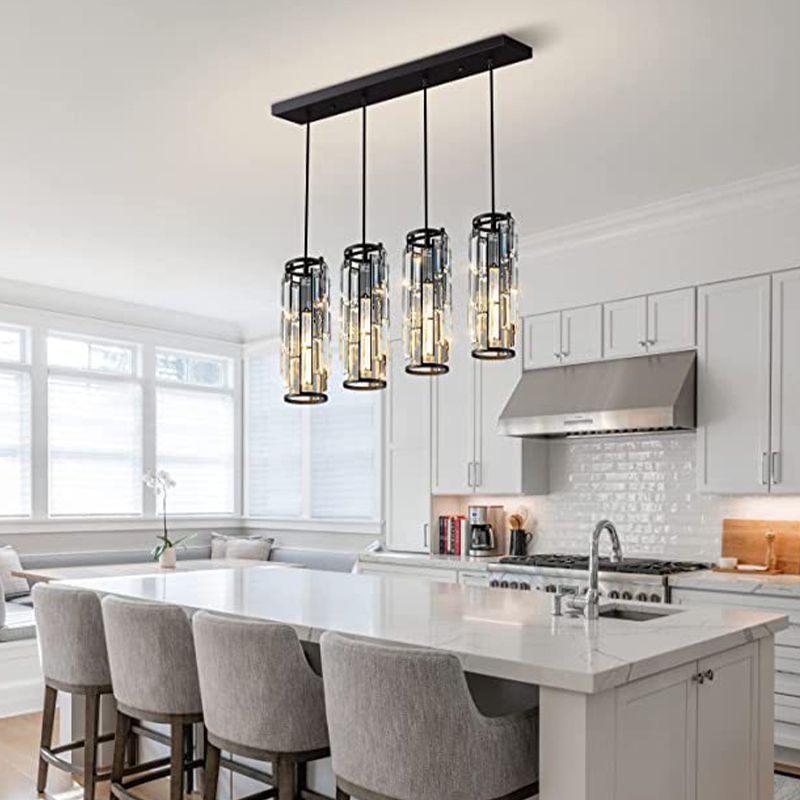 Elegant Glass Pendant Light with Adjustable Height & Crystal Shade for Modern Kitchens 4