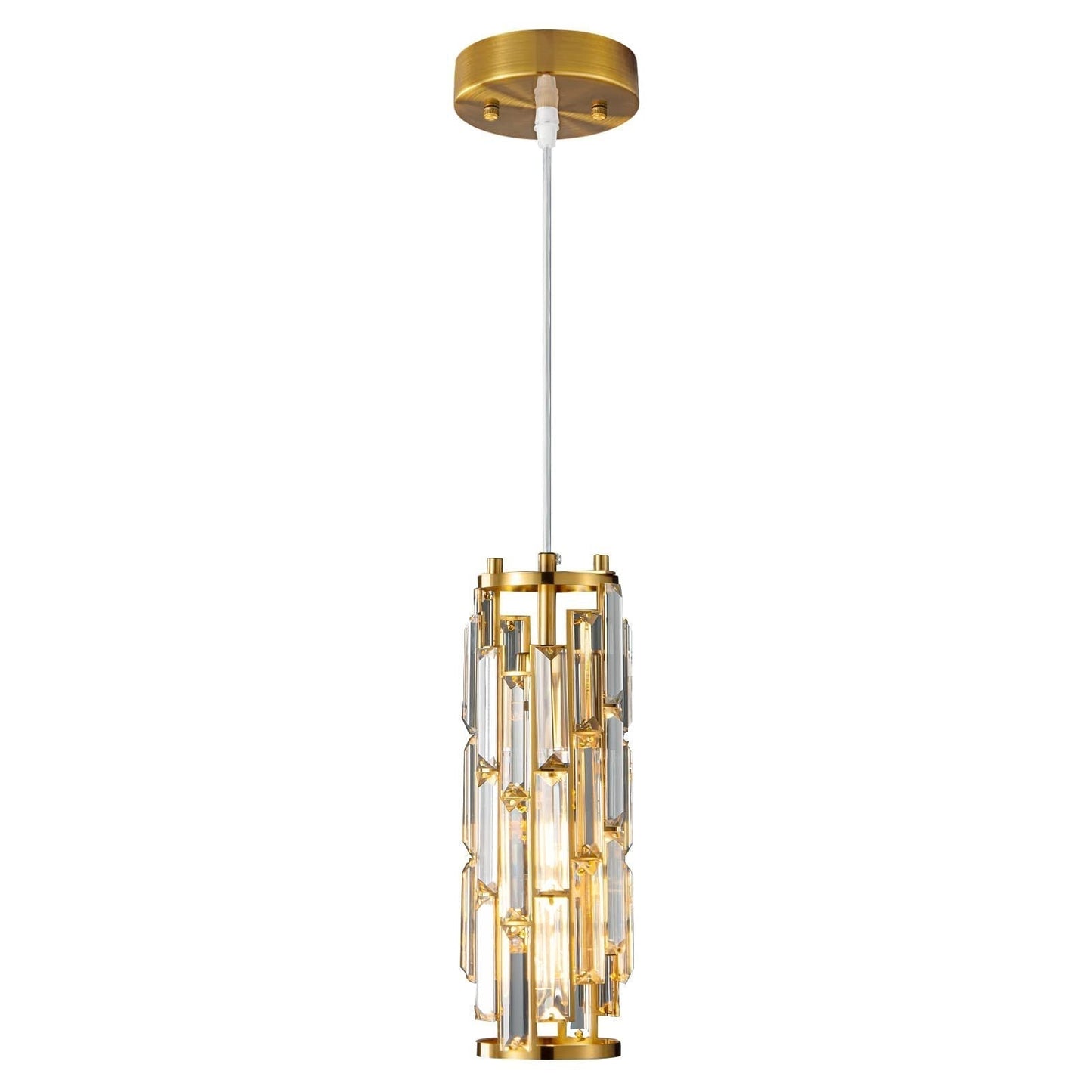 Elegant Glass Pendant Light with Adjustable Height & Crystal Shade for Modern Kitchens 5