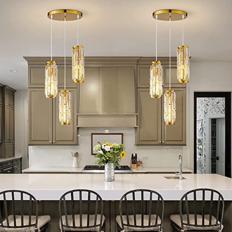 Elegant Glass Pendant Light with Adjustable Height & Crystal Shade for Modern Kitchens 6