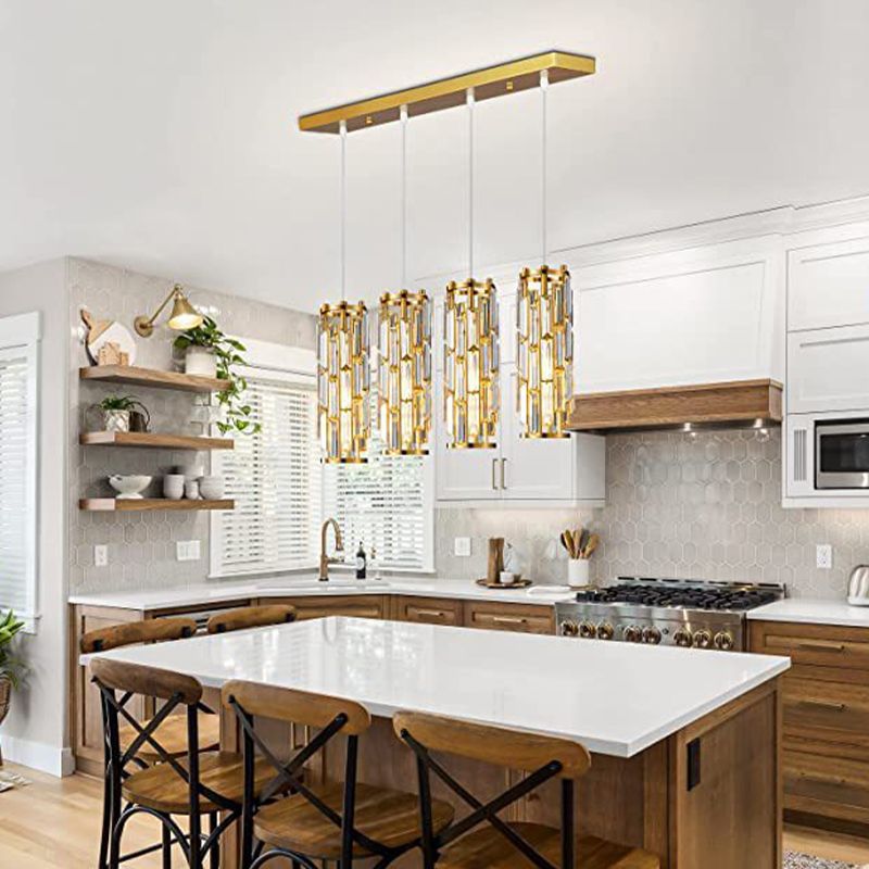 Elegant Glass Pendant Light with Adjustable Height & Crystal Shade for Modern Kitchens 7