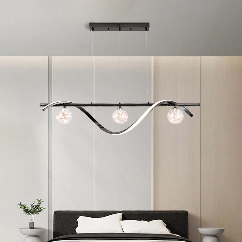 Arisha Glass Globe Pendant Light | Black/Gold