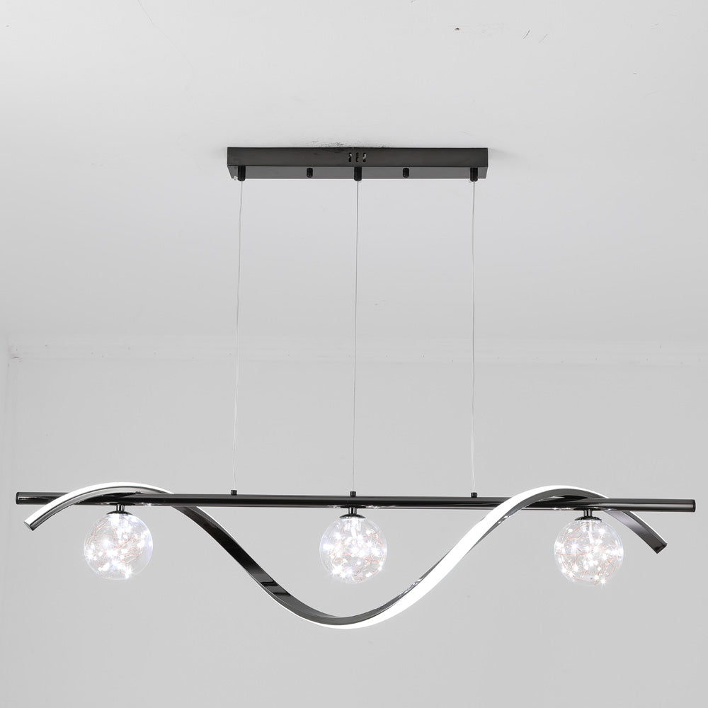 Arisha Glass Globe Pendant Light | Black/Gold