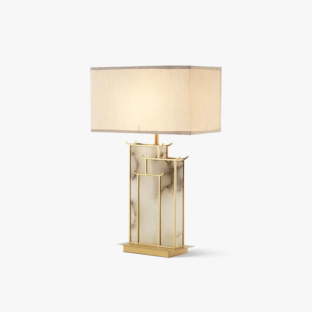 Elegant Glass Table Lamp with Alabaster Shade | Stylish Bedside Lighting for Cozy Indoor Spaces 1