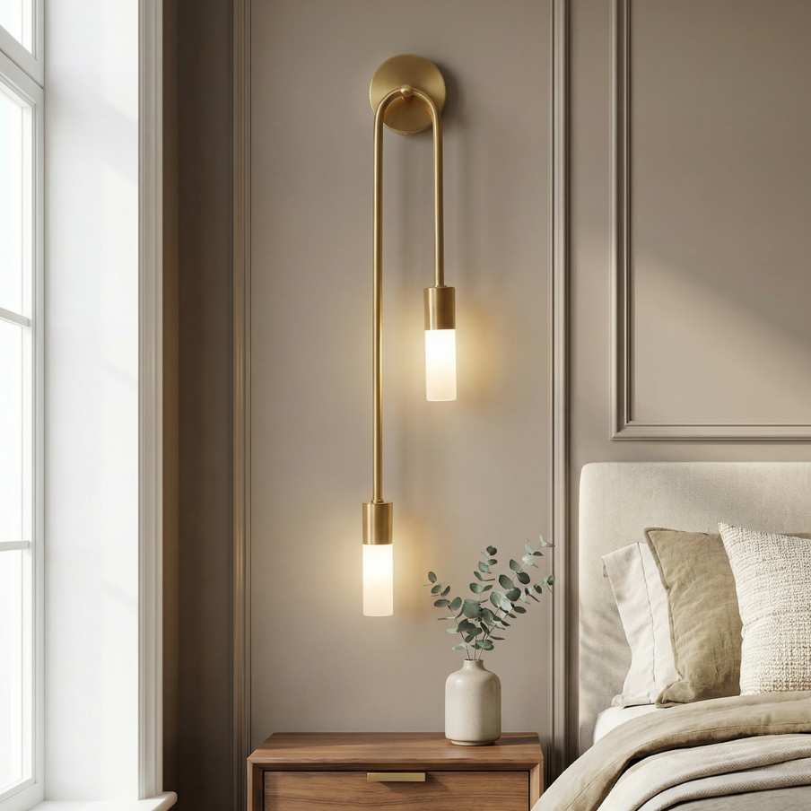 Elegant Gold Wall Sconce | Modern Design Wall Light with Soft Ambient Glow | Perfect for Hallways and Living Spaces 0