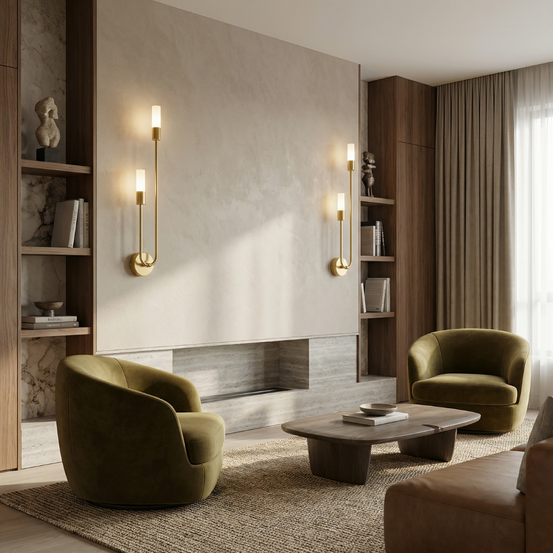 Elegant Gold Wall Sconce | Modern Design Wall Light with Soft Ambient Glow | Perfect for Hallways and Living Spaces 1