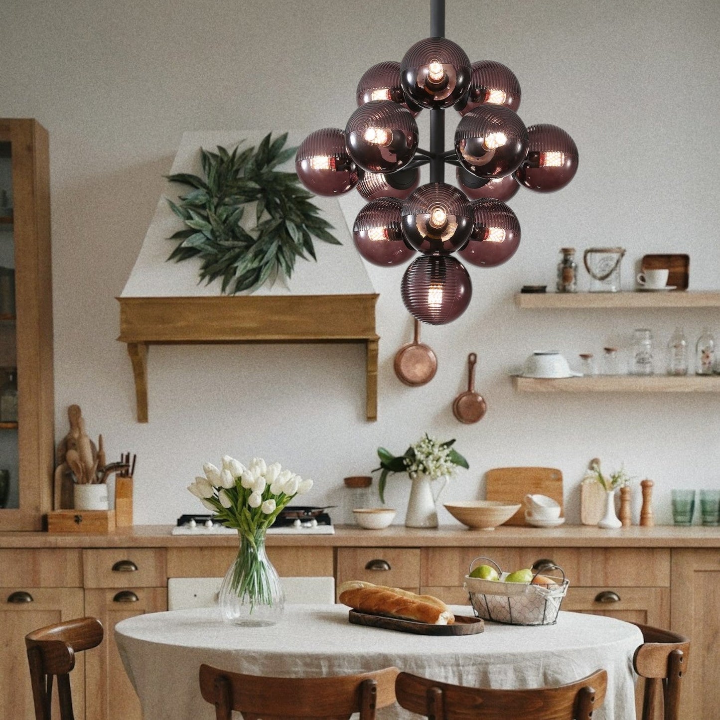 Elegant Grape | Glass Pendant Lighting with Adjustable Height | Unique Cluster Design for Artistic Ambiance 3