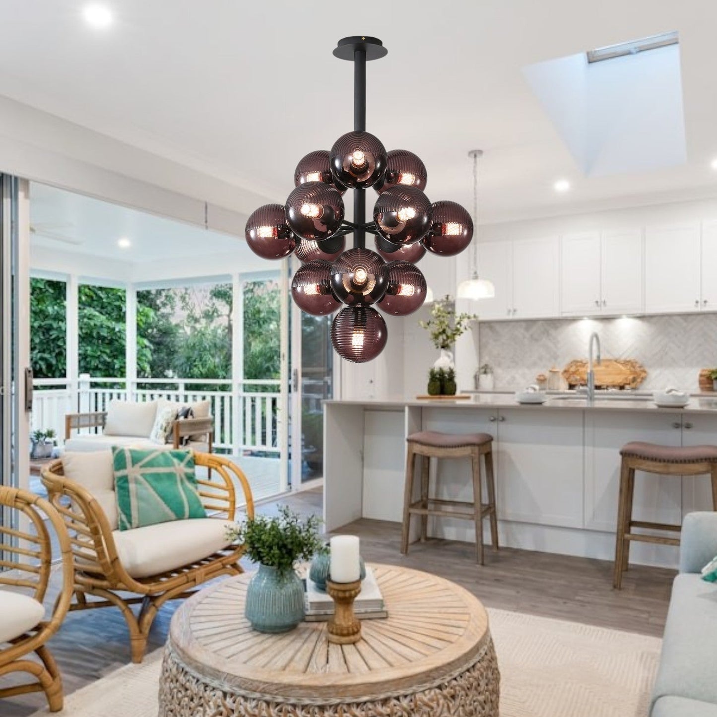 Elegant Grape | Glass Pendant Lighting with Adjustable Height | Unique Cluster Design for Artistic Ambiance 4