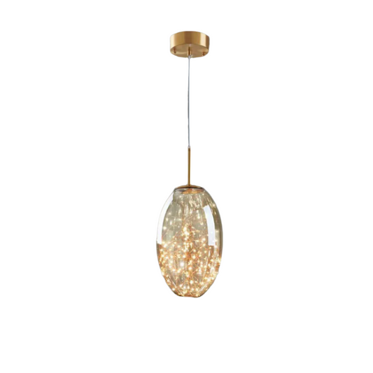 Elegant Gray Glass Pendant Light with Adjustable Chain | Modern Ceiling Light Fixture for Romantic Ambiance 0