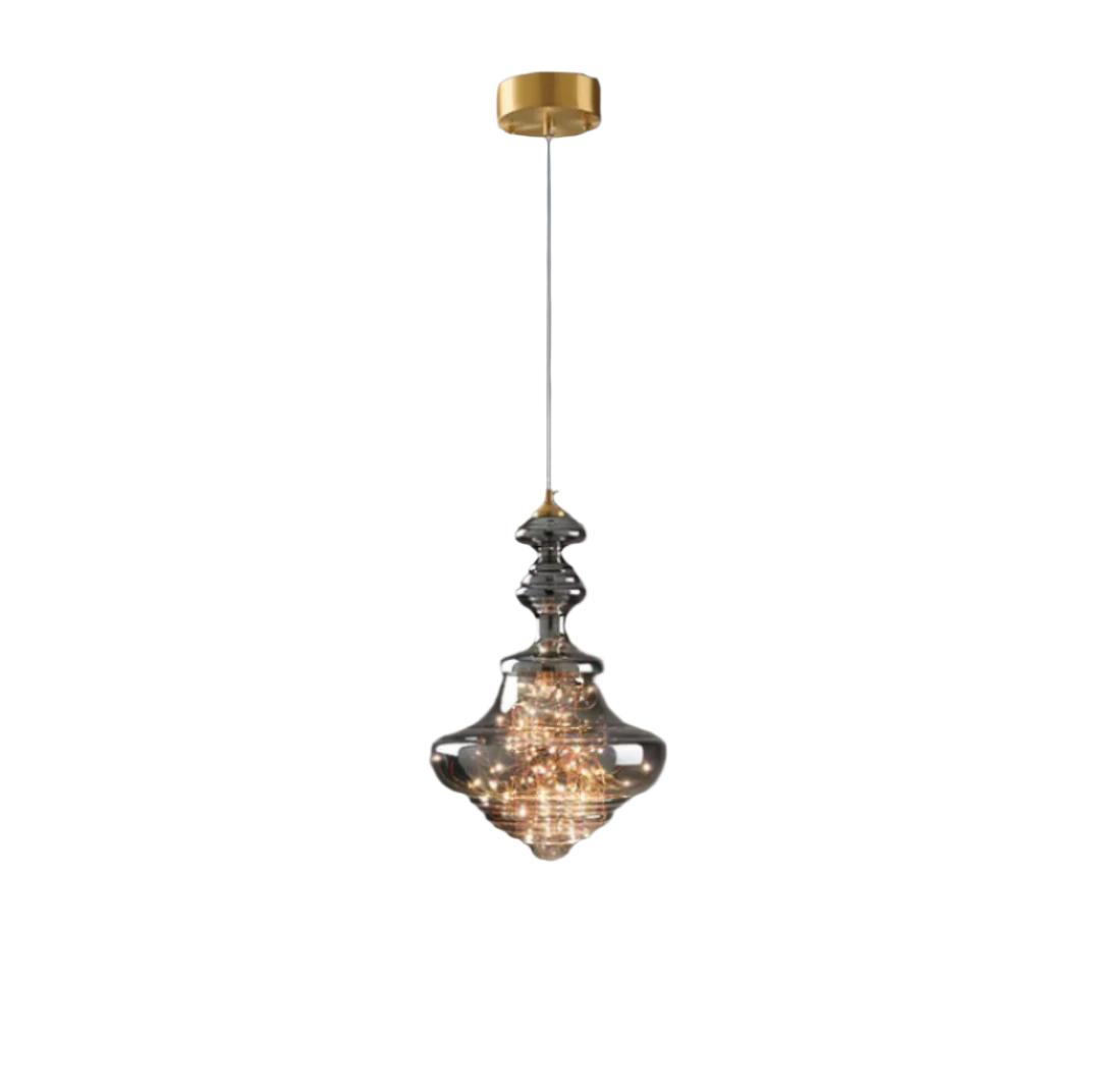 Elegant Gray Glass Pendant Light with Adjustable Chain | Modern Ceiling Light Fixture for Romantic Ambiance 9