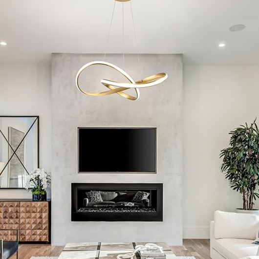 Elegant LED Ceiling Light | Minimalist Gold Pendant Design for Modern Ambiance 5