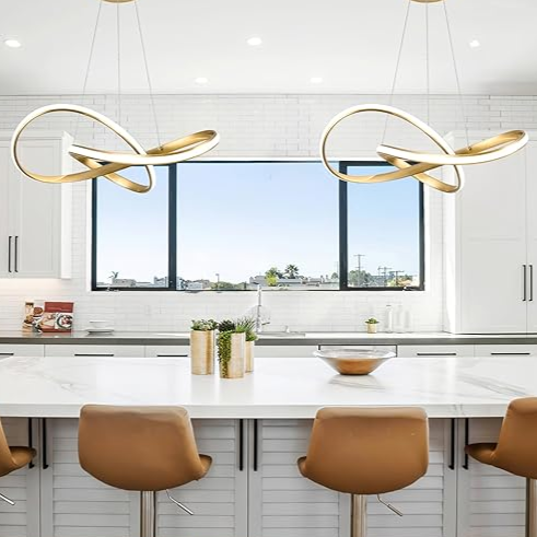 Elegant LED Ceiling Light | Minimalist Gold Pendant Design for Modern Ambiance 6
