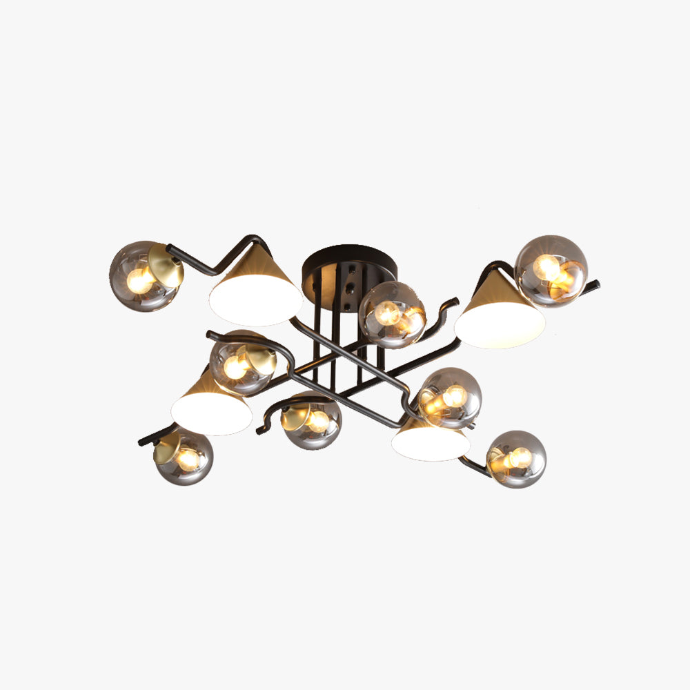 Elegant LED Flush Mount Ceiling Light Fixture with Glass & Metal Design | Versatile Lighting for Living Rooms and Bedrooms 1
